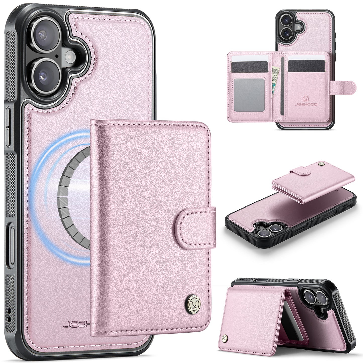 New 2-IN-1 RFID Blocking Card Holder Leather Phone Case for iPhone Air/17/17 Pro/17 Pro Max