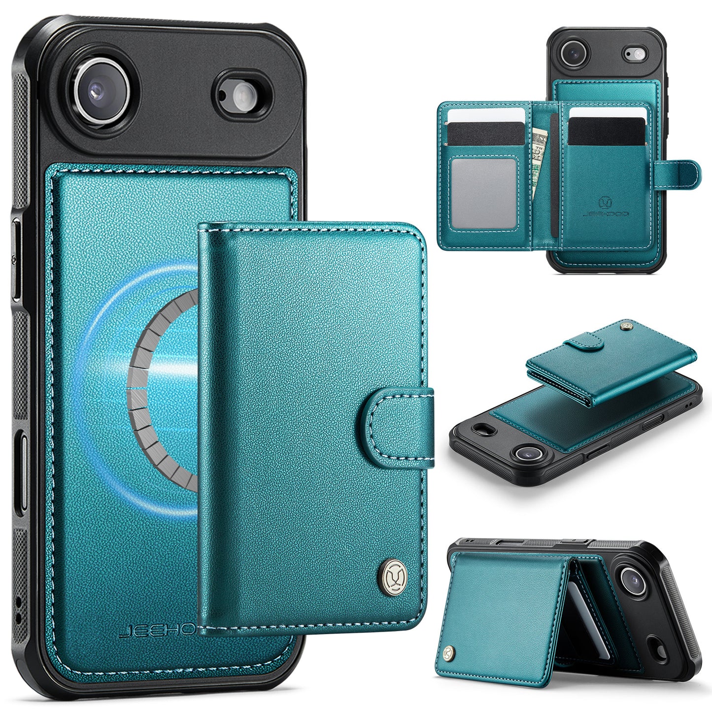 New 2-IN-1 RFID Blocking Card Holder Leather Phone Case for iPhone Air/17/17 Pro/17 Pro Max