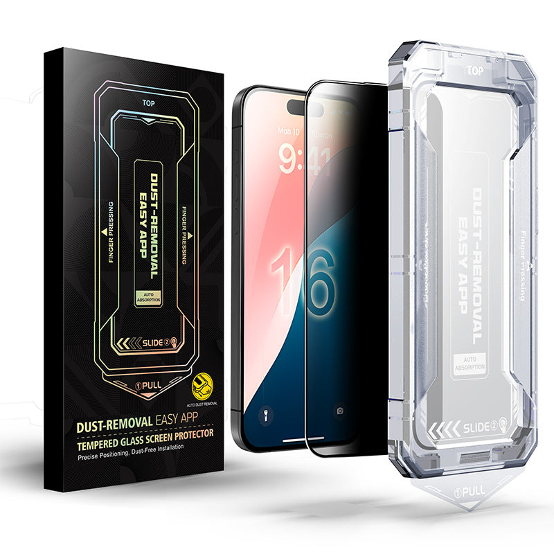 New Dust-Free Kit Tempered Glass Auto-Positioning Easy installation Privacy Screen Protector for iPhone
