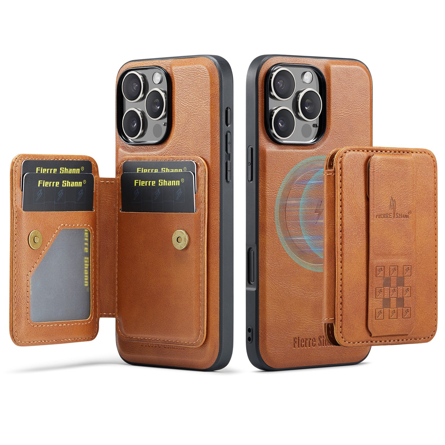 New 2-IN-1 RFID Blocking Card Holder Leather Phone Case for iPhone