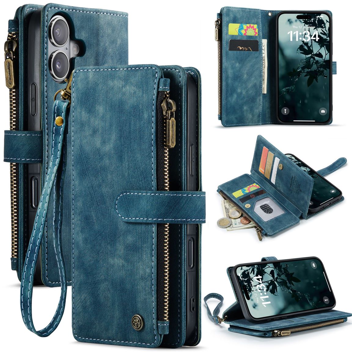 New Zipper Wallet Leather Wireless Charging Phone Case for iPhone