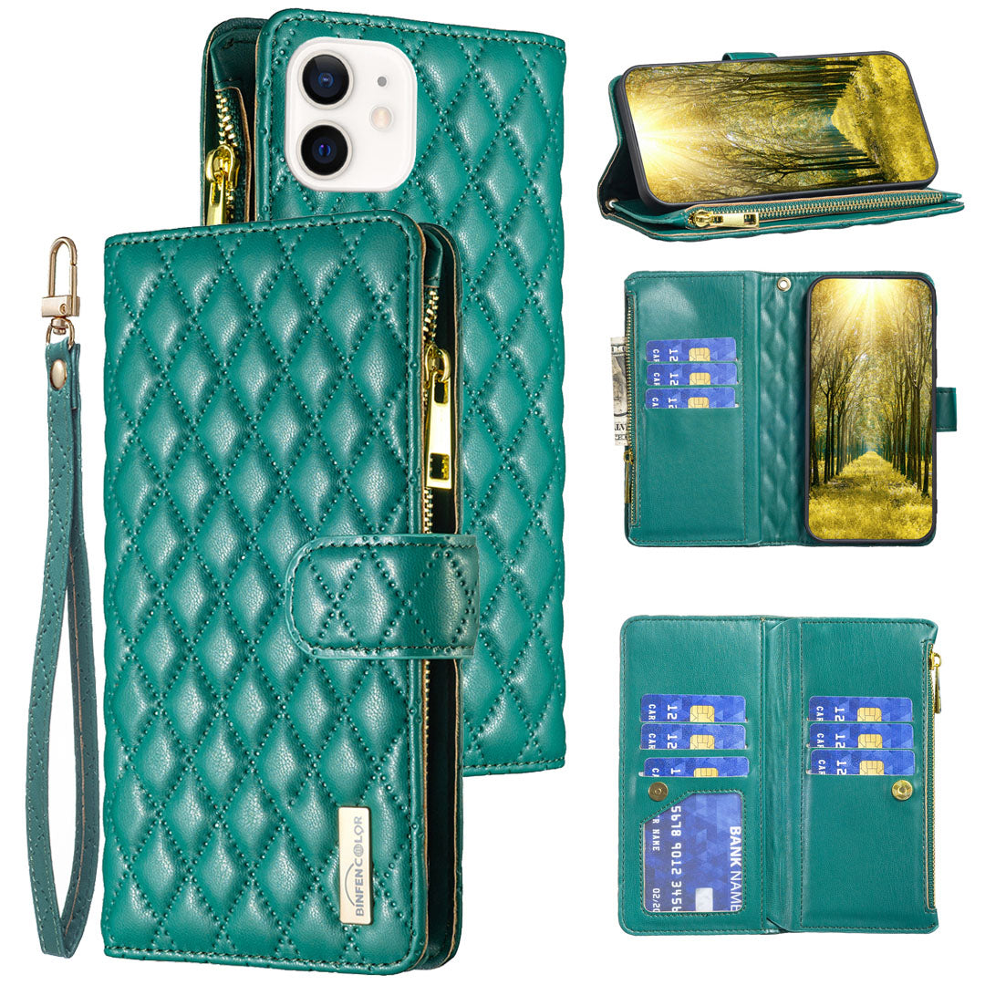 New Zipper Wallet Leather Phone Case with Lanyard for iPhone