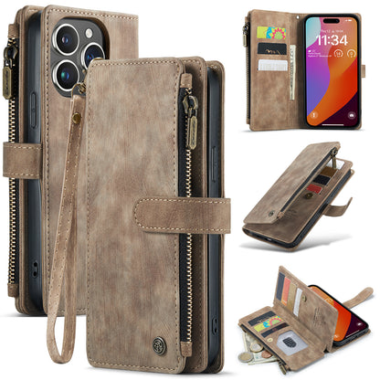 New Zipper Wallet Leather Wireless Charging Phone Case for iPhone