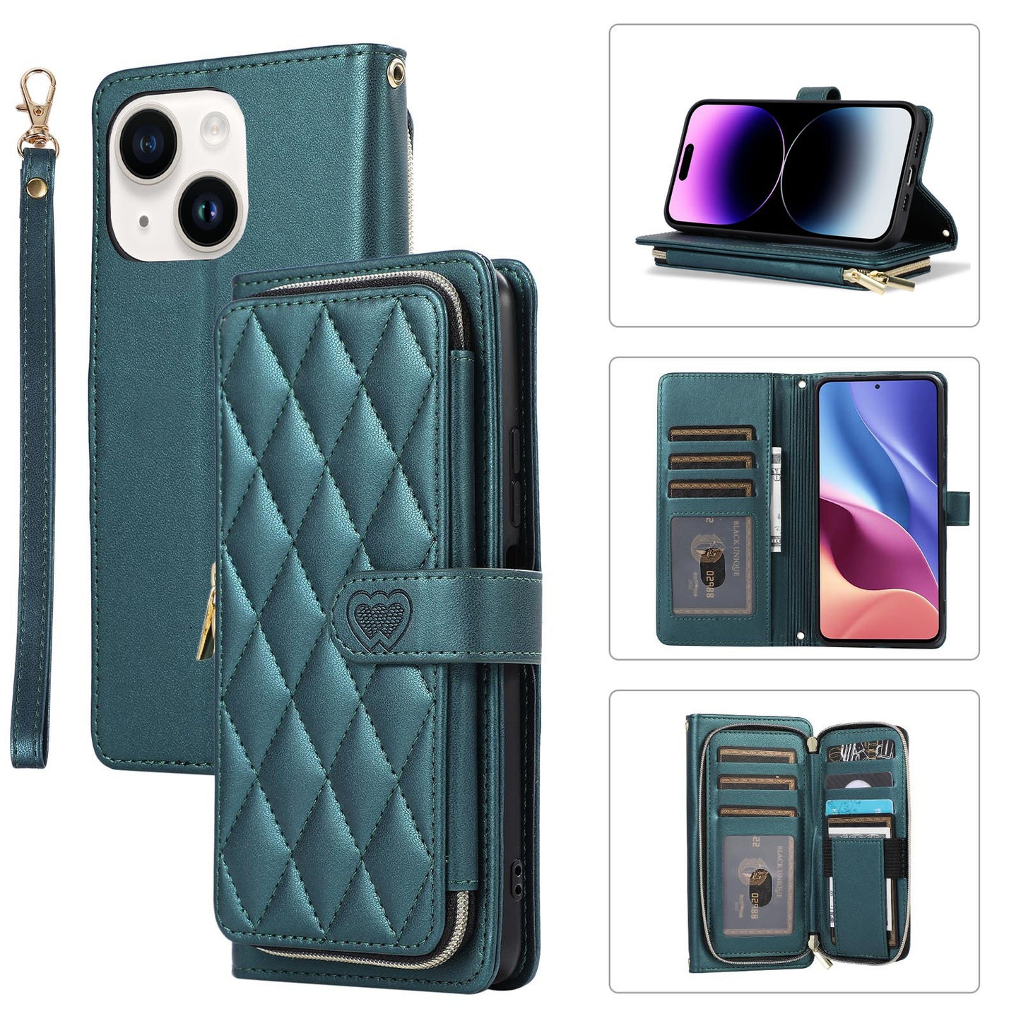 New Zipper Wallet Leather Card Holder Phone Case for iPhone