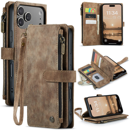 New Zipper Wallet Leather Wireless Charging Phone Case for iPhone