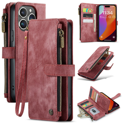 New Zipper Wallet Leather Wireless Charging Phone Case for iPhone