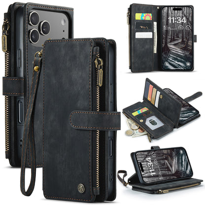 New Zipper Wallet Leather Wireless Charging Phone Case for iPhone