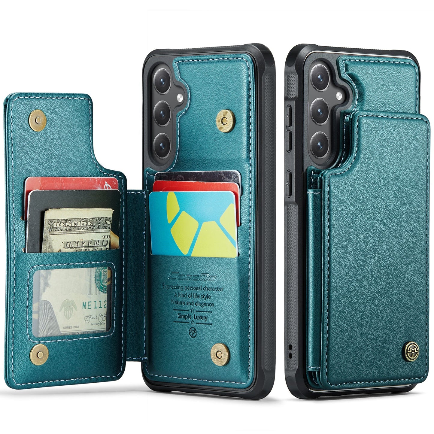 New RFID Blocking Card Holder Leather Phone Case for Samsung
