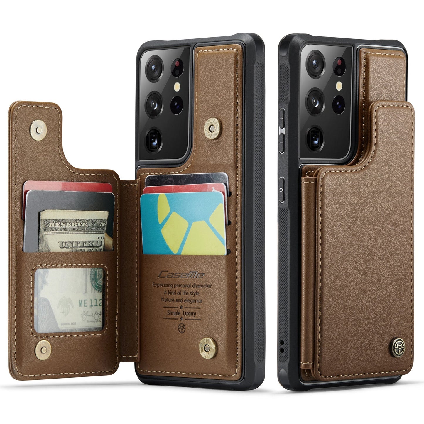 New RFID Blocking Card Holder Leather Phone Case for Samsung