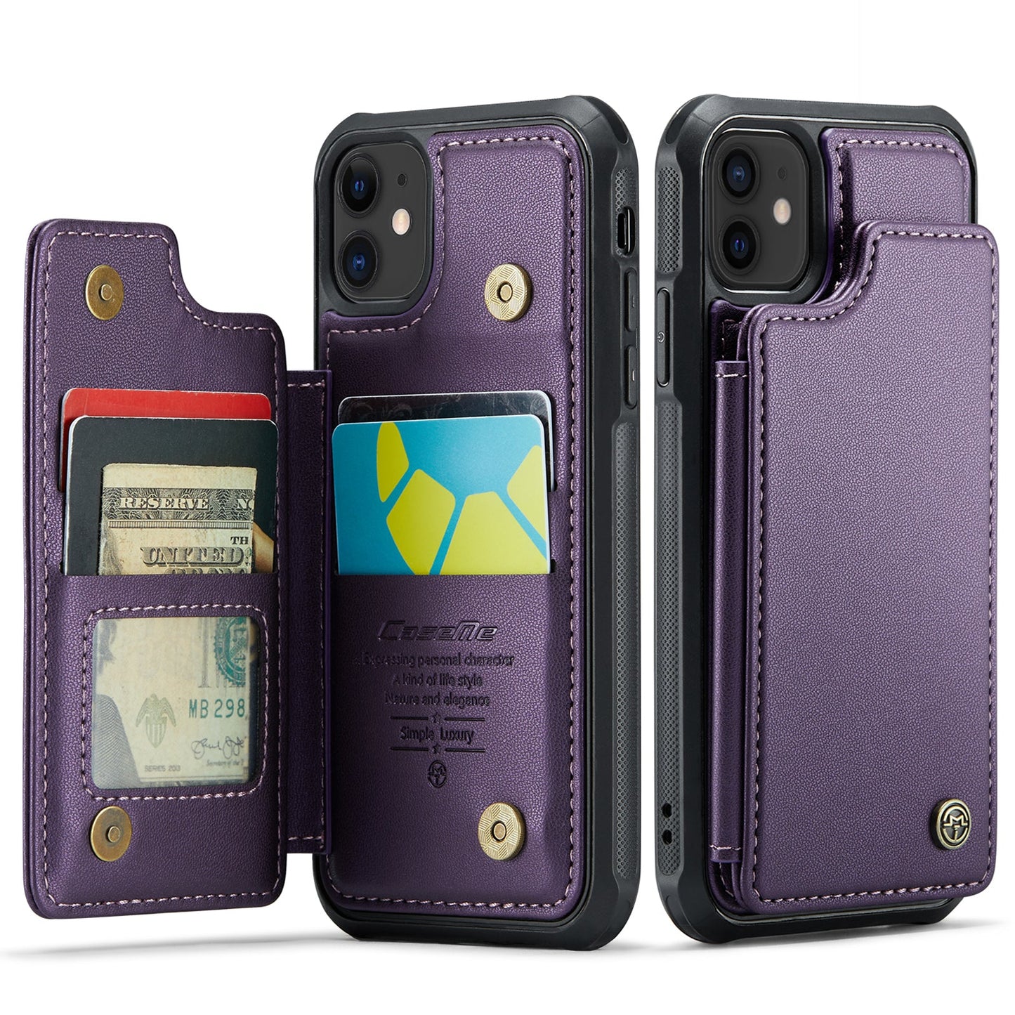 New RFID Blocking Card Holder Leather Phone Case for iPhone