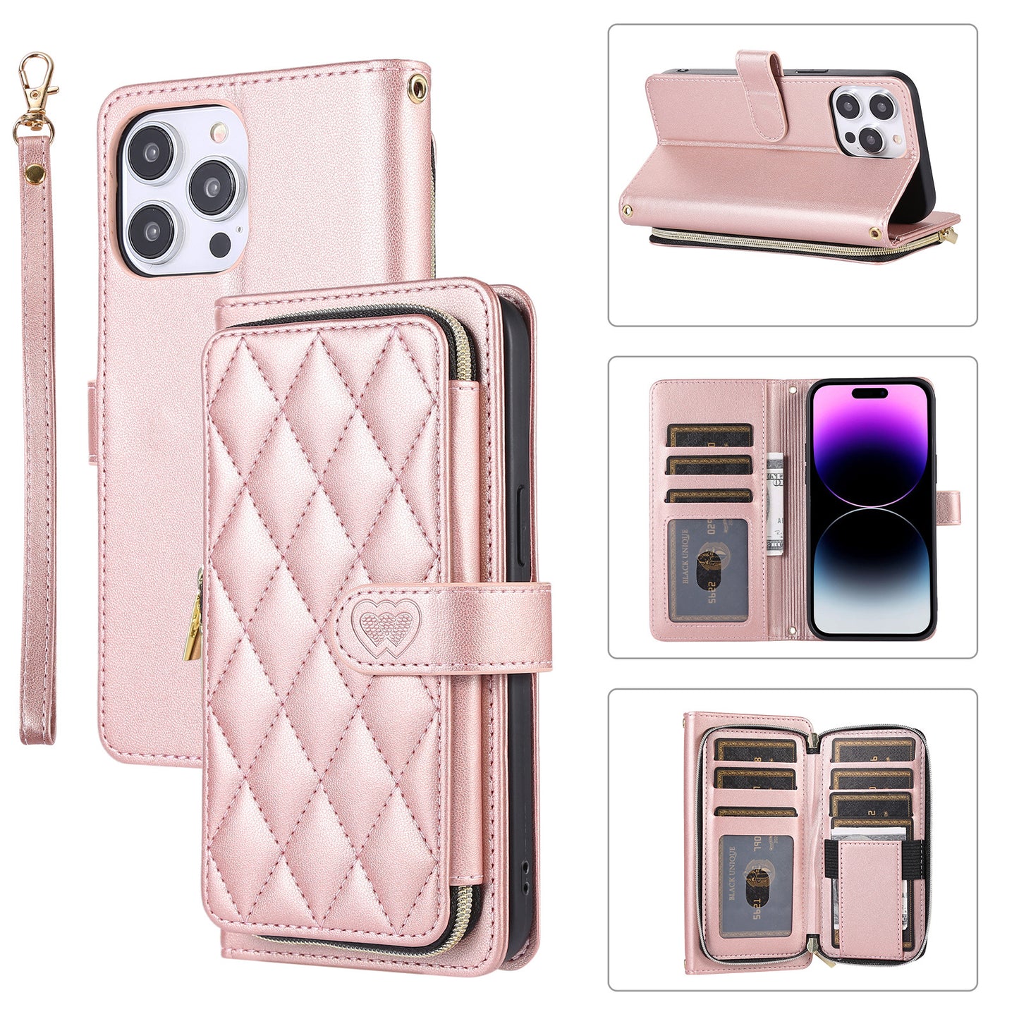 New Zipper Wallet Leather Card Holder Phone Case for iPhone