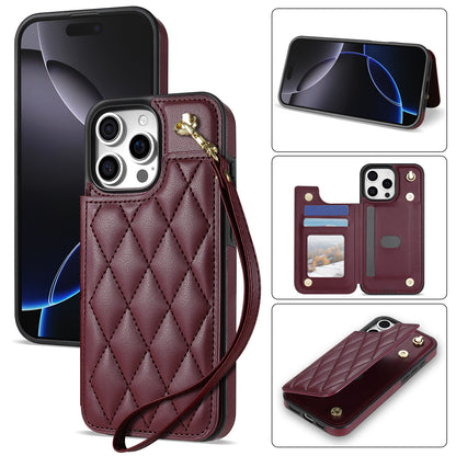 New Wallet Leather Phone Case with Lanyard for iPhone