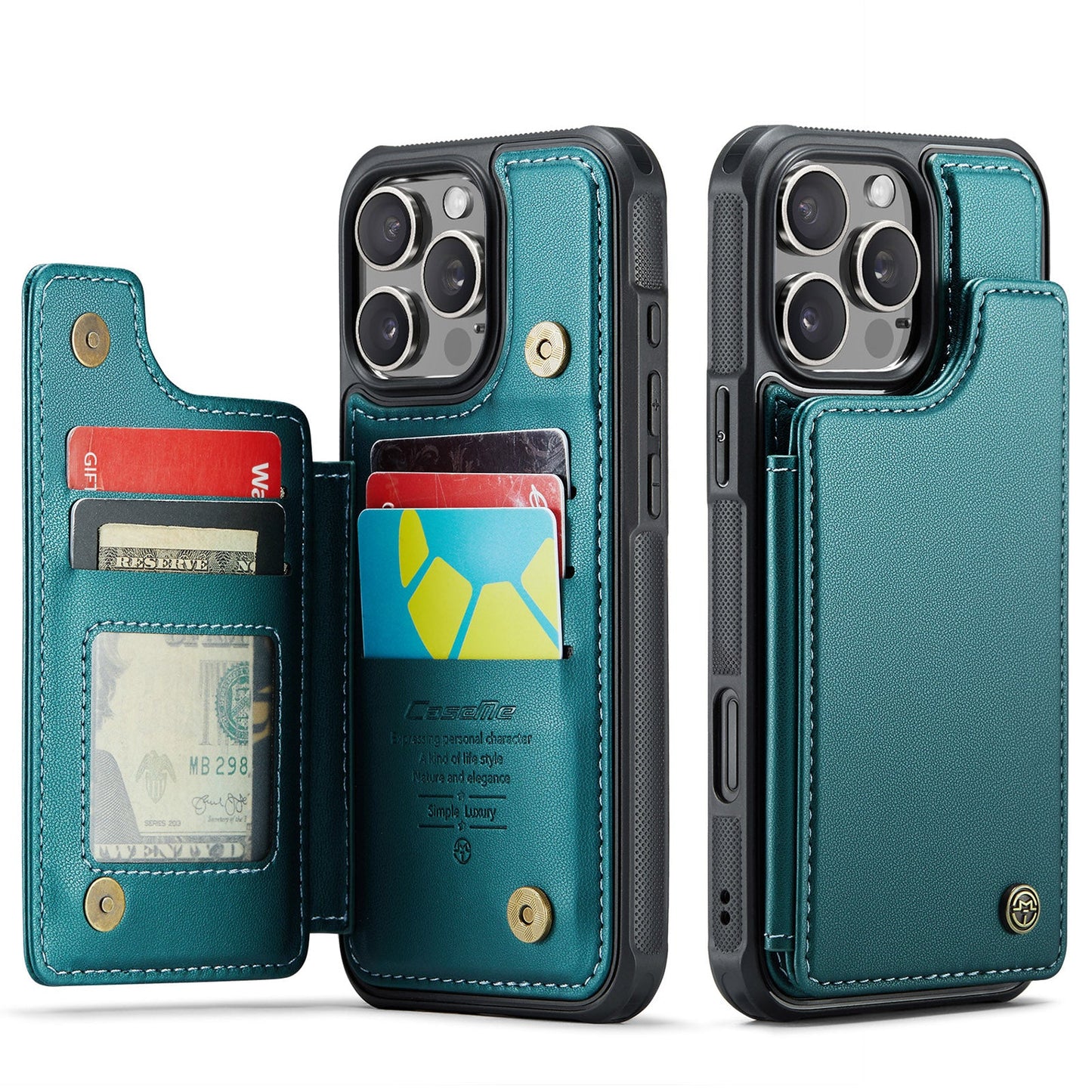 New RFID Blocking Card Holder Leather Phone Case for iPhone
