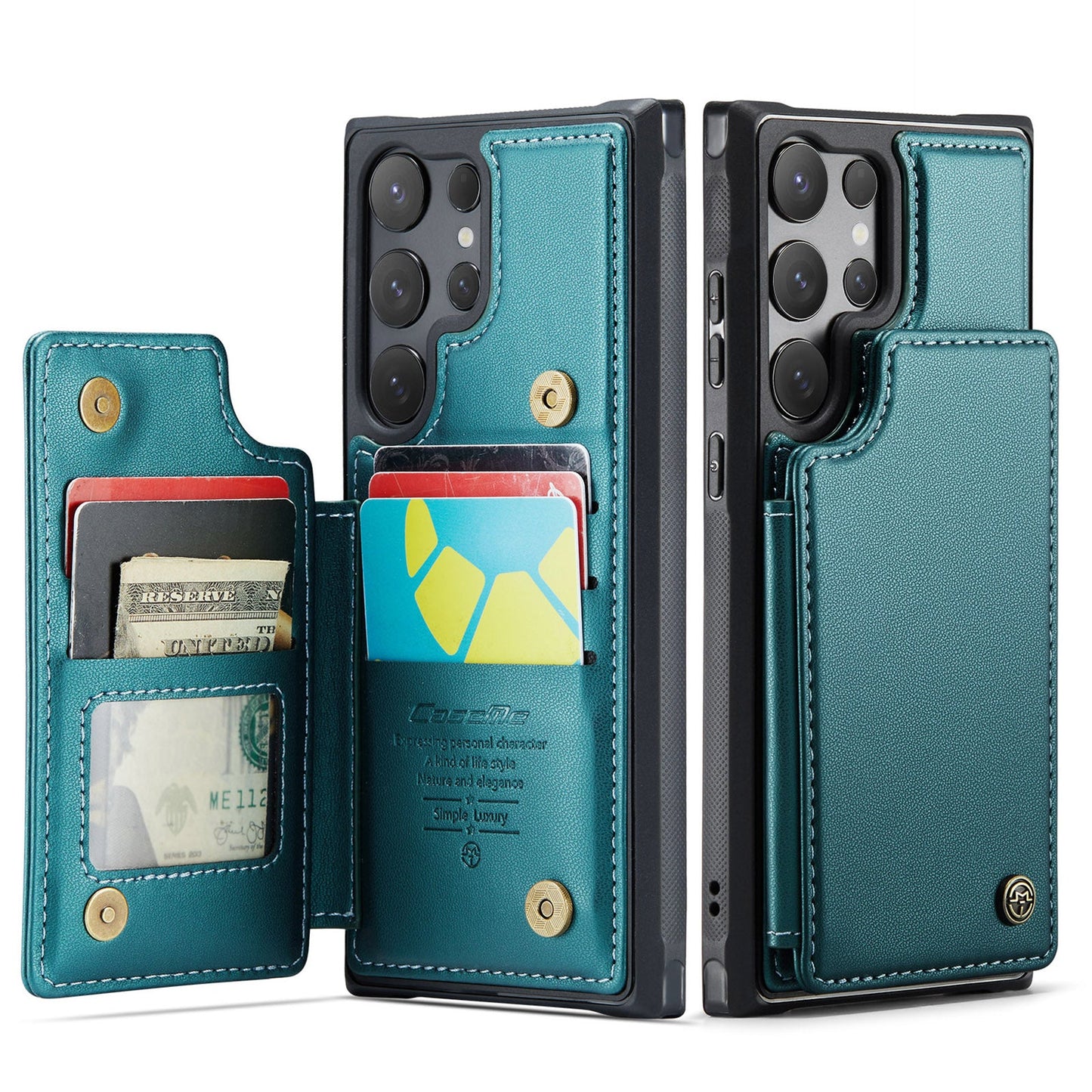 New RFID Blocking Card Holder Leather Phone Case for Samsung