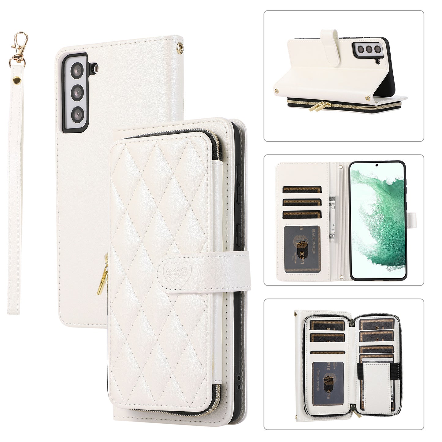 New Zipper Wallet Leather Card Holder Phone Case for Samsung