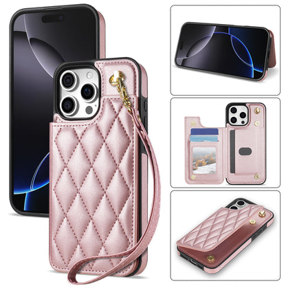New Wallet Leather Phone Case with Lanyard for iPhone