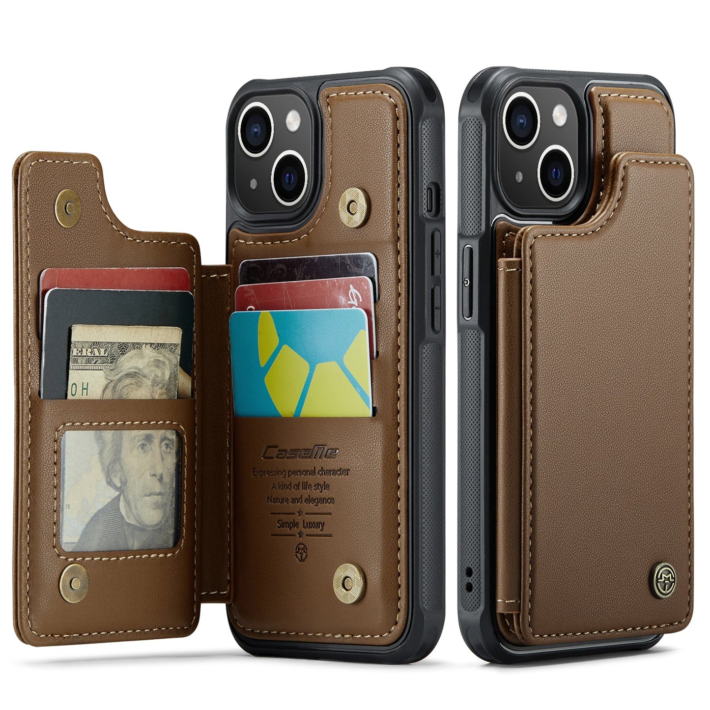 New RFID Blocking Card Holder Leather Phone Case for iPhone
