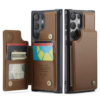 New RFID Blocking Card Holder Leather Phone Case for Samsung
