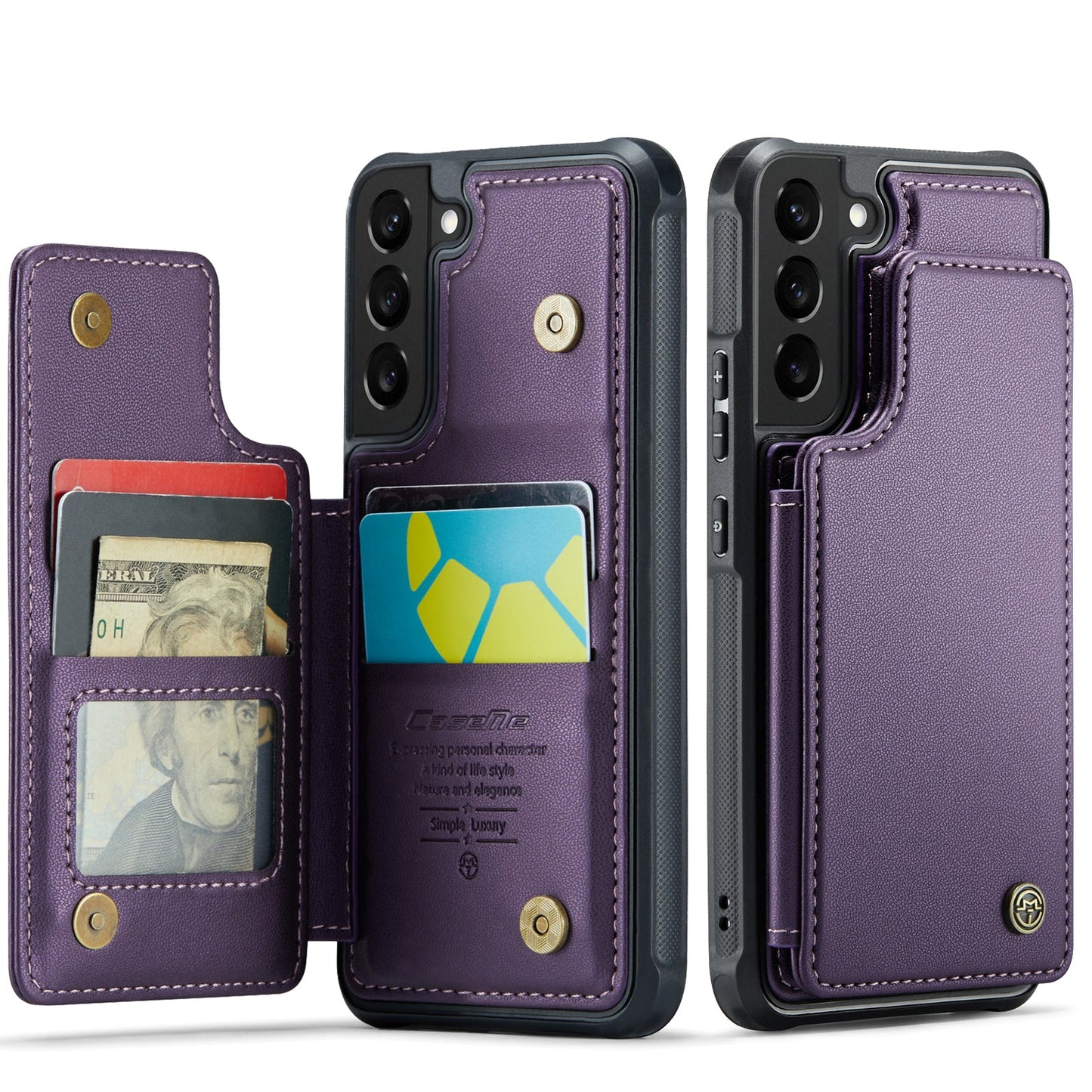 New RFID Blocking Card Holder Leather Phone Case for Samsung