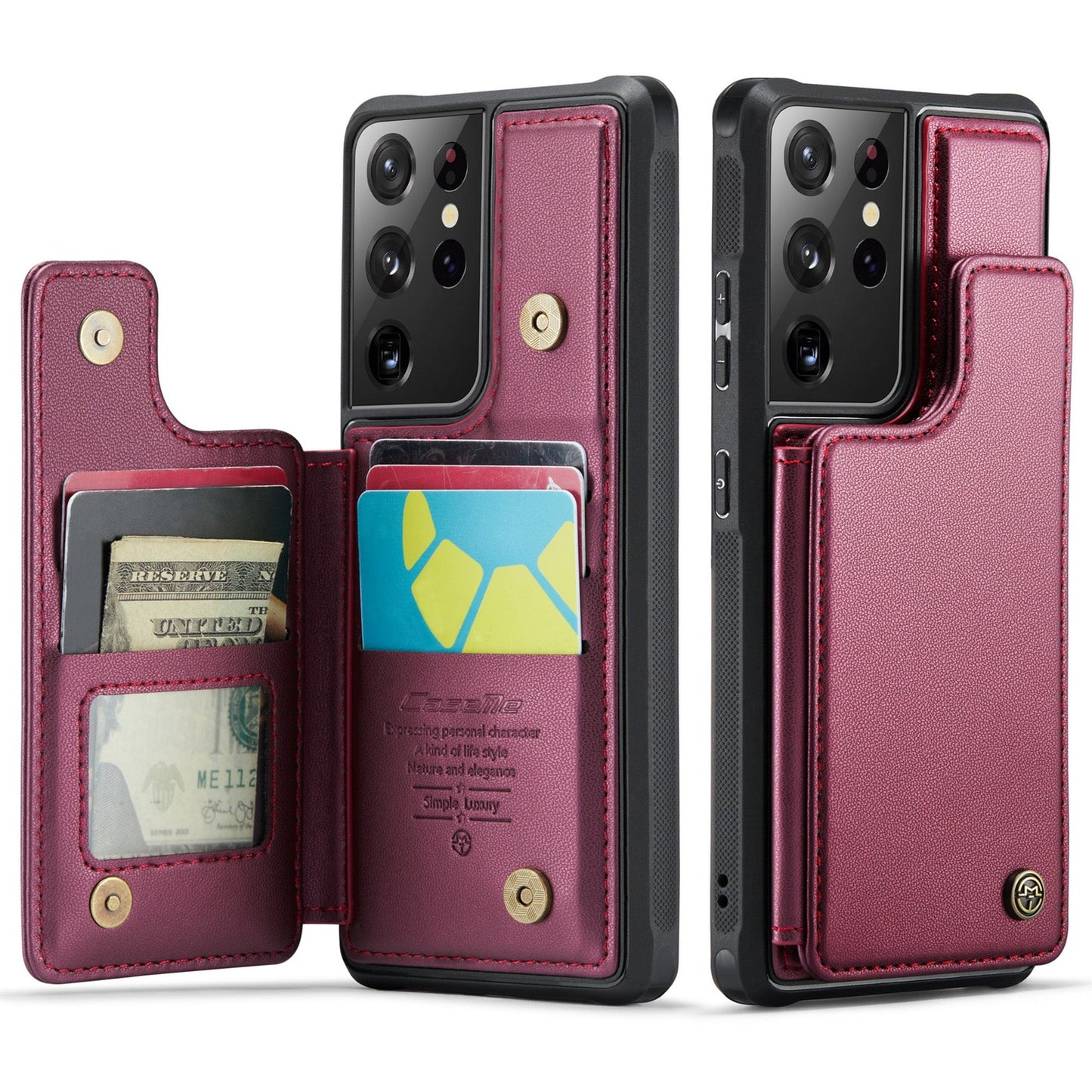 New RFID Blocking Card Holder Leather Phone Case for Samsung