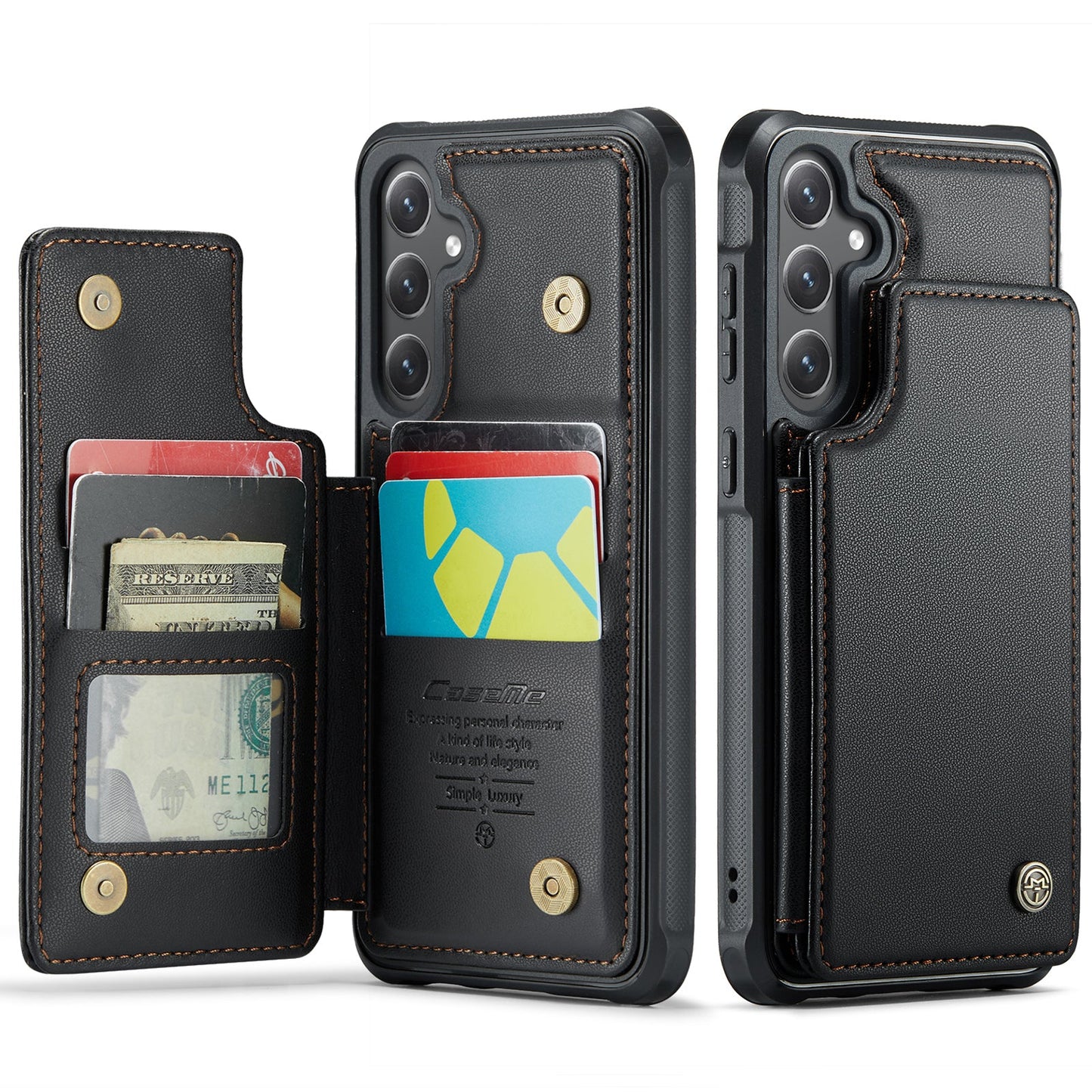 New RFID Blocking Card Holder Leather Phone Case for Samsung