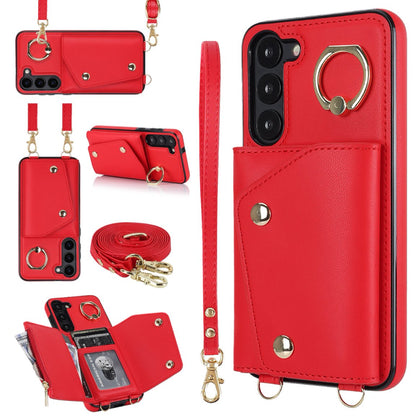 New Crossbody Zipper Wallet with Long and Short Lanyard Leather Card Holder Phone Case for Samsung