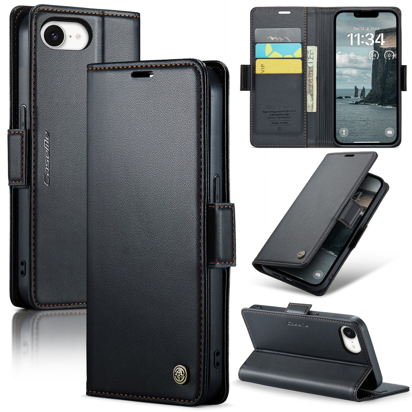 New RFID Blocking Card Holder Wireless Charging Phone Case for iPhone 16/16e/16 Pro/16 Plus/16 Pro Max