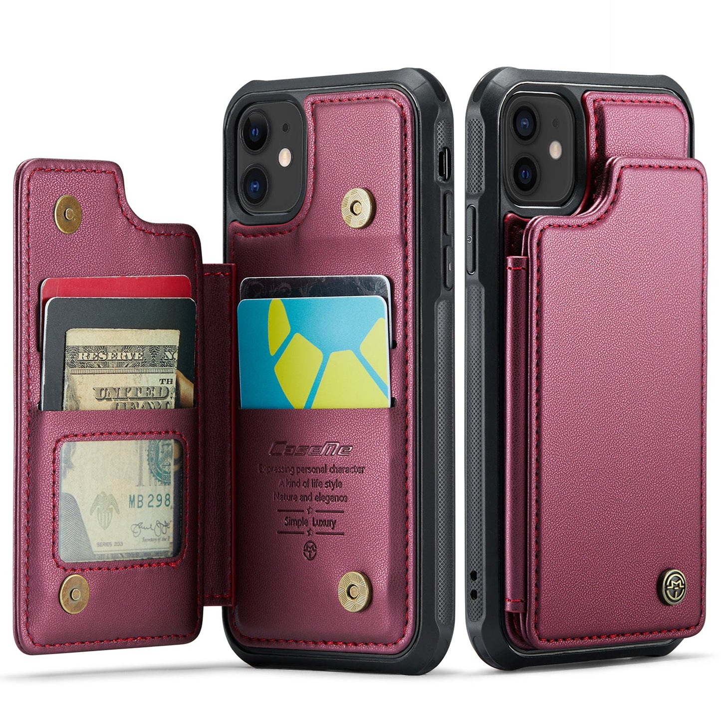 New RFID Blocking Card Holder Leather Phone Case for iPhone