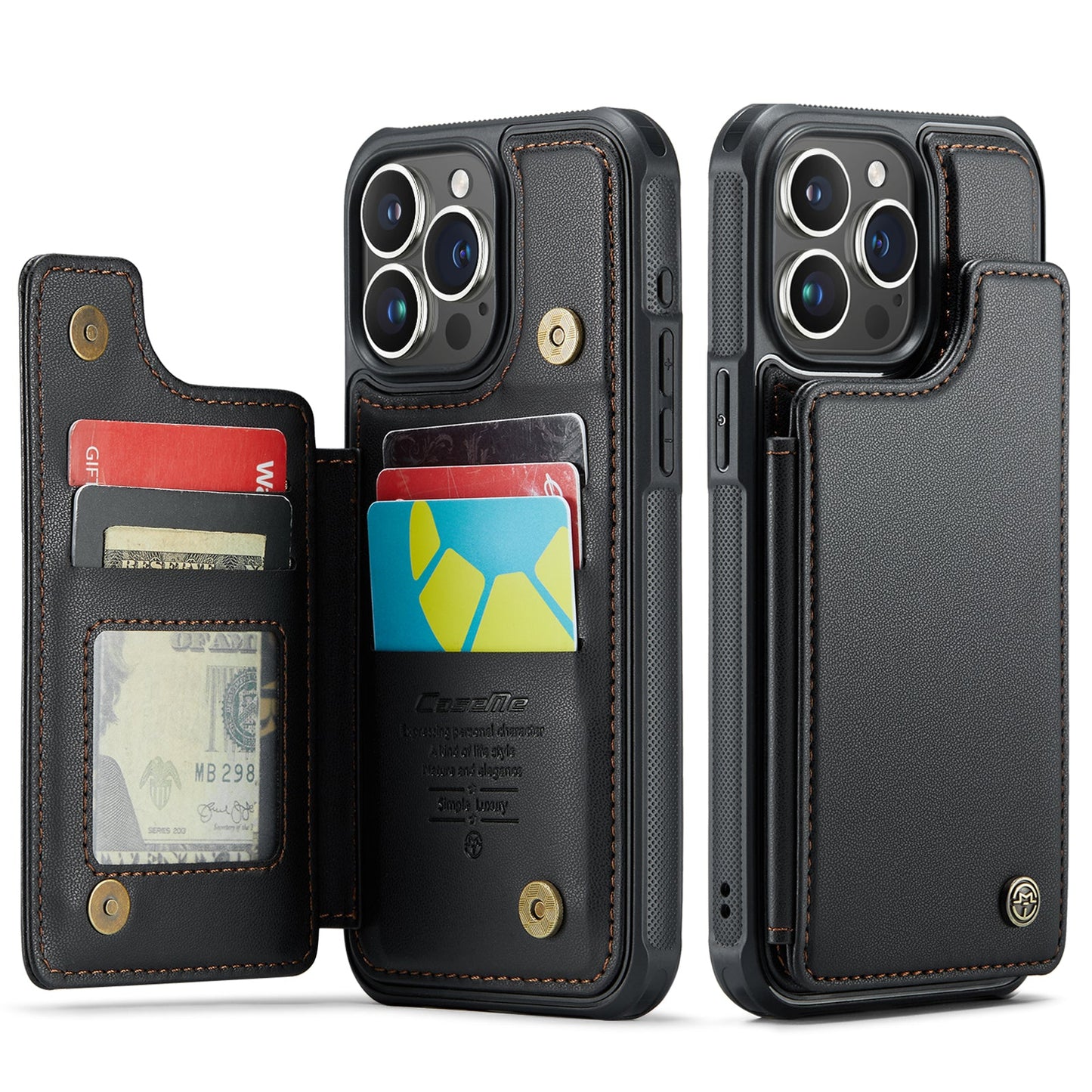 New RFID Blocking Card Holder Leather Phone Case for iPhone