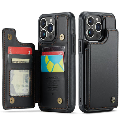 New RFID Blocking Card Holder Leather Phone Case for iPhone