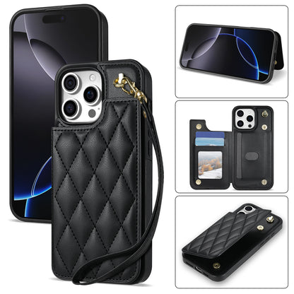 New Wallet Leather Phone Case with Lanyard for iPhone