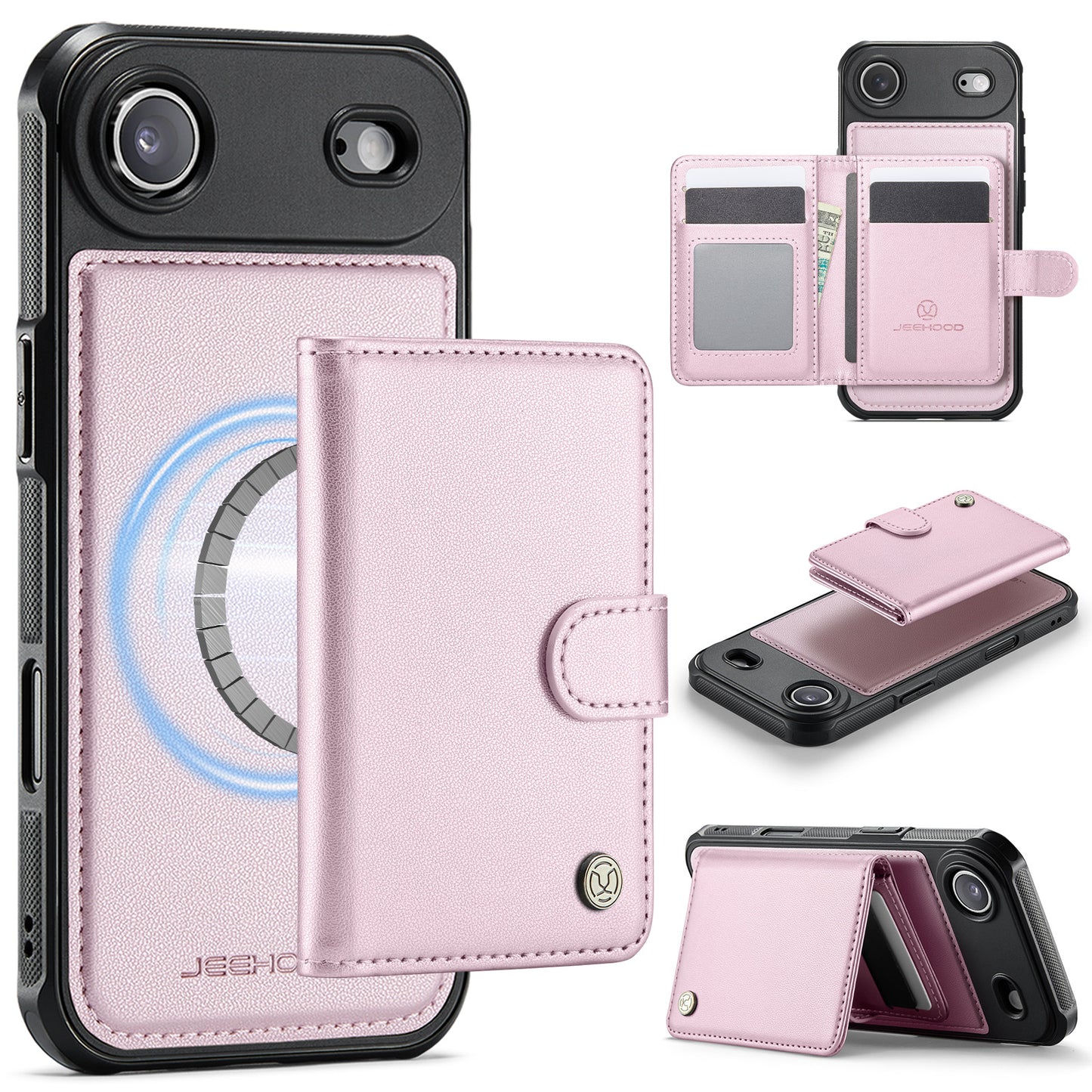 New 2-IN-1 RFID Blocking Card Holder Leather Phone Case for iPhone Air/17/17 Pro/17 Pro Max