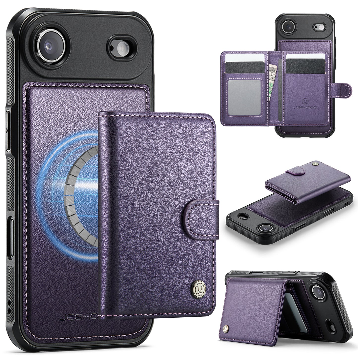 New 2-IN-1 RFID Blocking Card Holder Leather Phone Case for iPhone Air/17/17 Pro/17 Pro Max