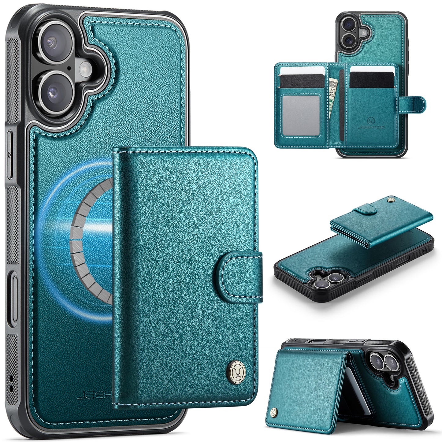 New 2-IN-1 RFID Blocking Card Holder Leather Phone Case for iPhone Air/17/17 Pro/17 Pro Max
