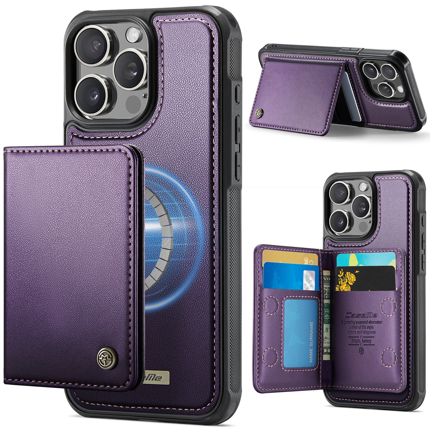 New 2-IN-1 RFID Blocking Wallet Card Holder Leather Case for iPhone