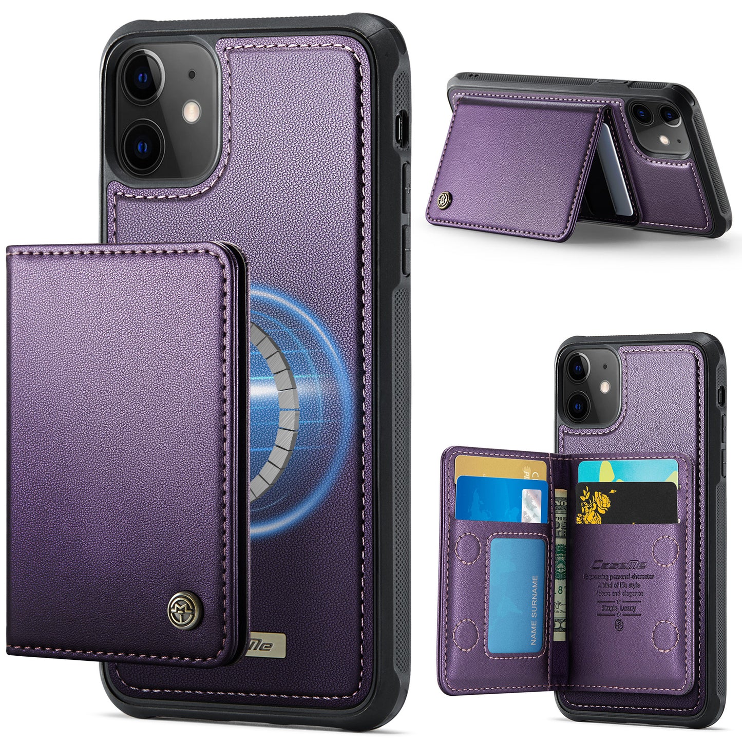 New 2-IN-1 RFID Blocking Wallet Card Holder Leather Case for iPhone