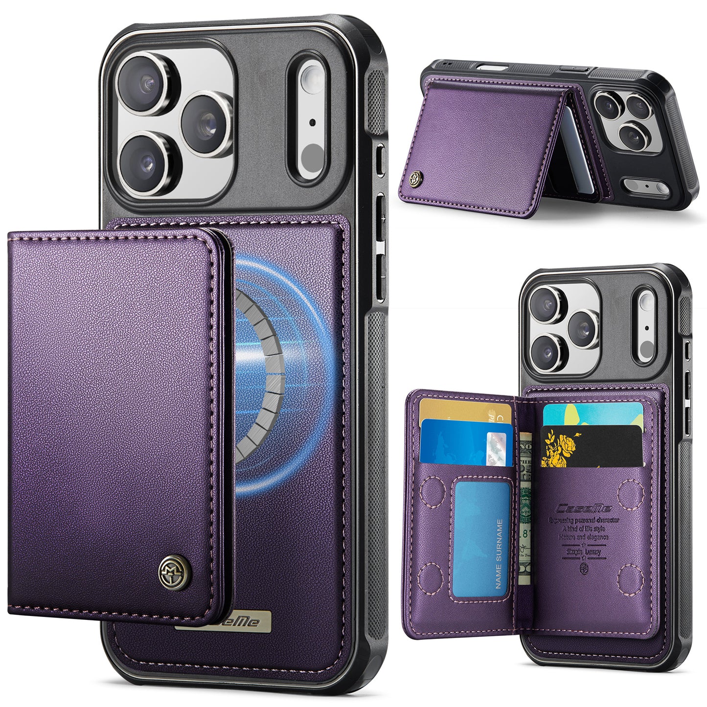 New 2-IN-1 RFID Blocking Wallet Card Holder Leather Case for iPhone