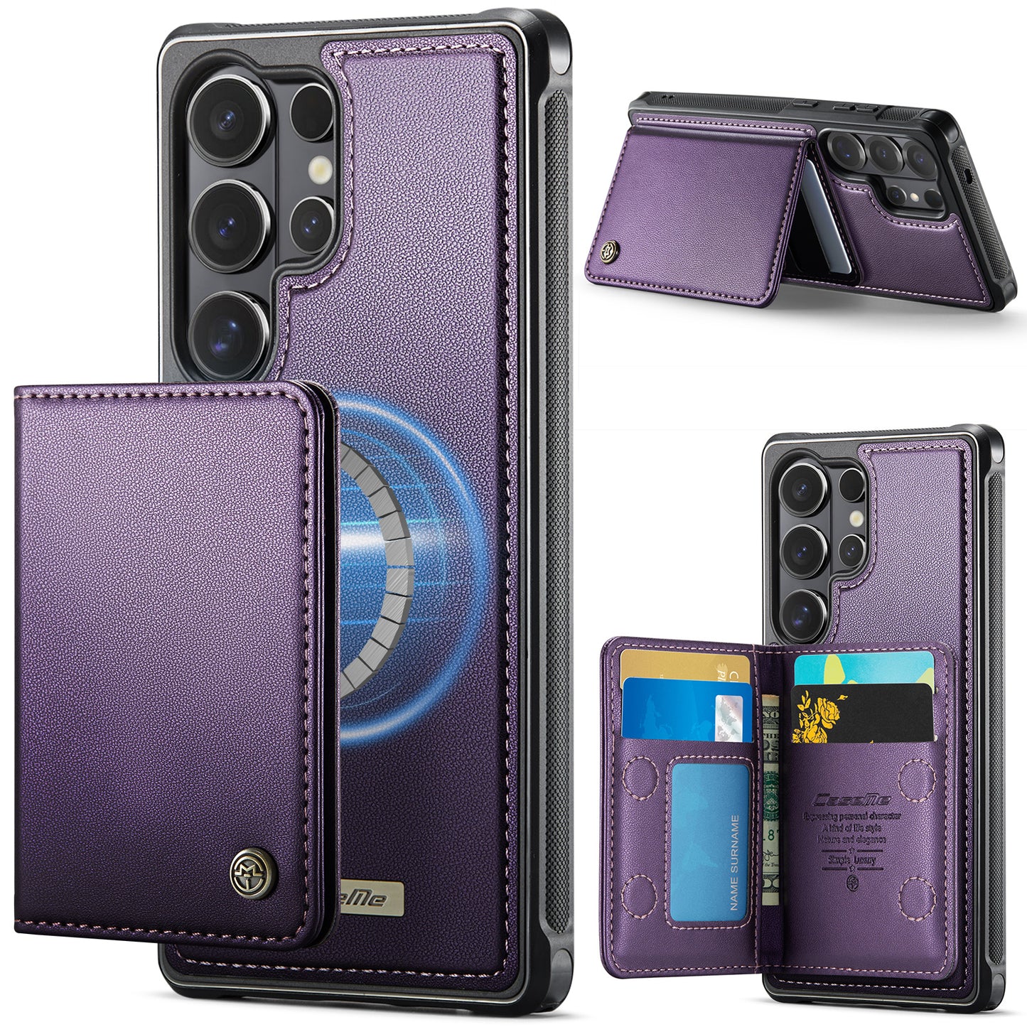 New 2-IN-1 RFID Blocking Wallet Card Holder Leather Case for Samsung