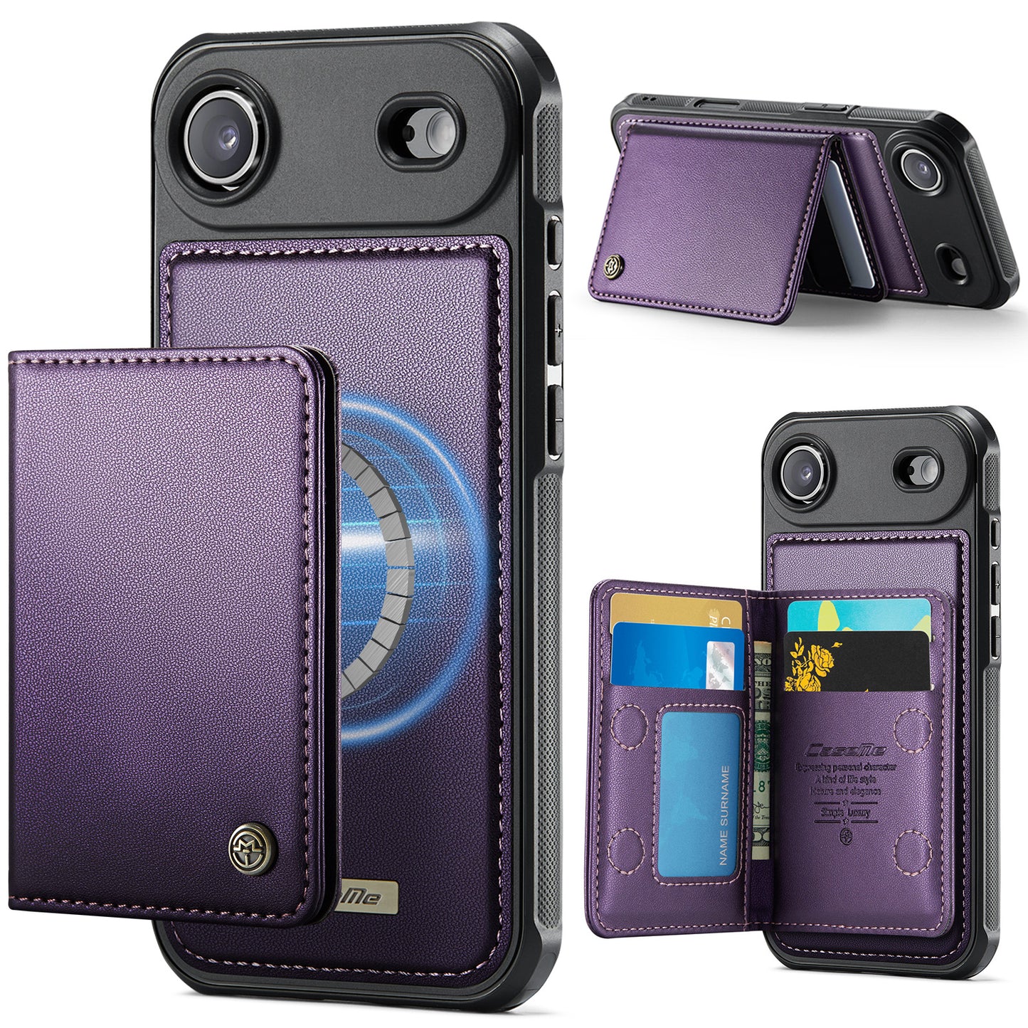 New 2-IN-1 RFID Blocking Wallet Card Holder Leather Case for iPhone