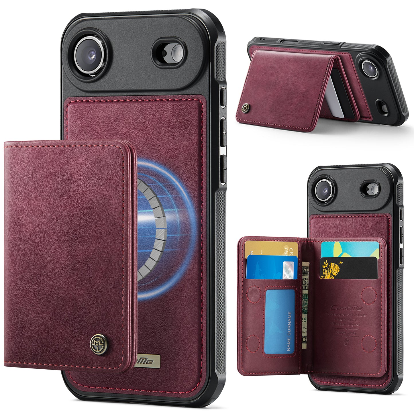 New 2-IN-1 RFID Blocking Wallet Card Holder Leather Case for iPhone