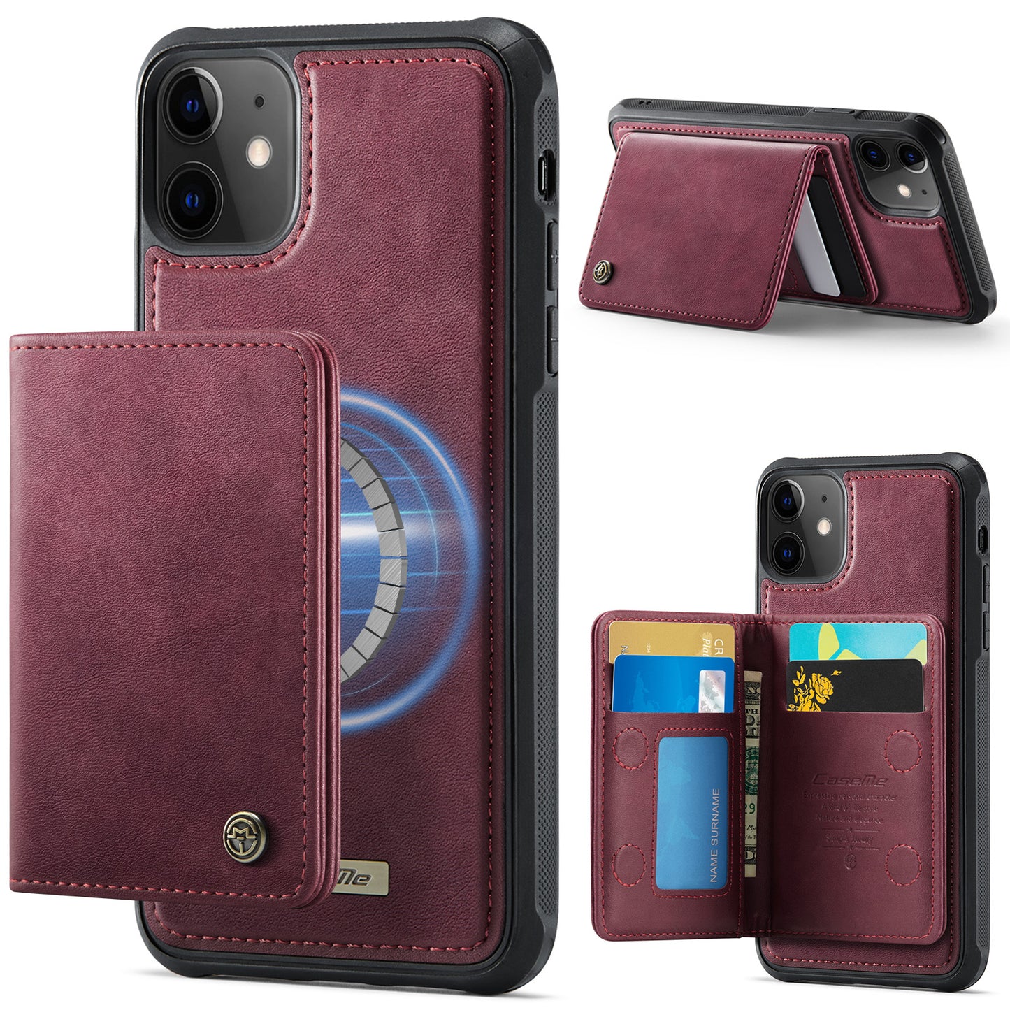 New 2-IN-1 RFID Blocking Wallet Card Holder Leather Case for iPhone
