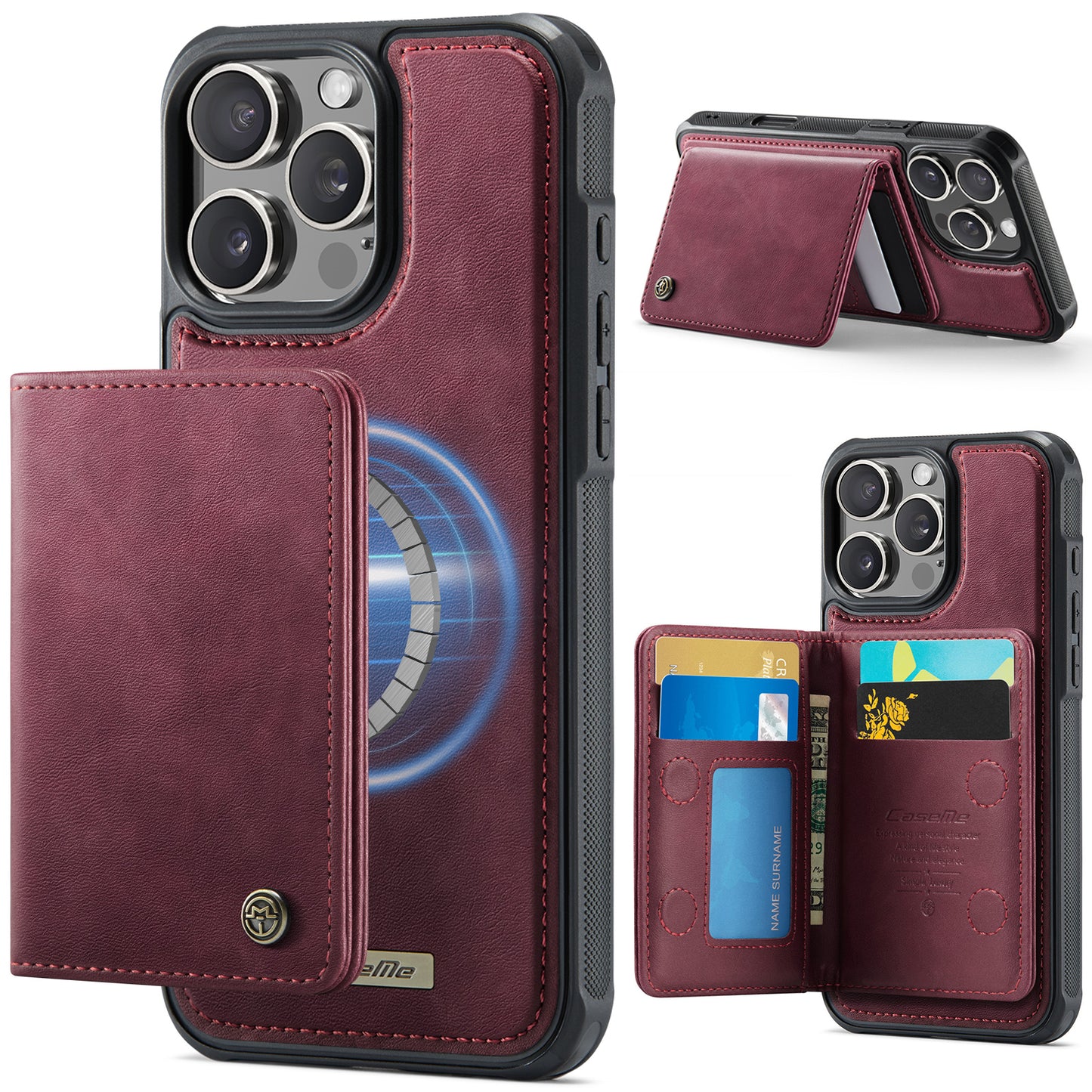 New 2-IN-1 RFID Blocking Wallet Card Holder Leather Case for iPhone