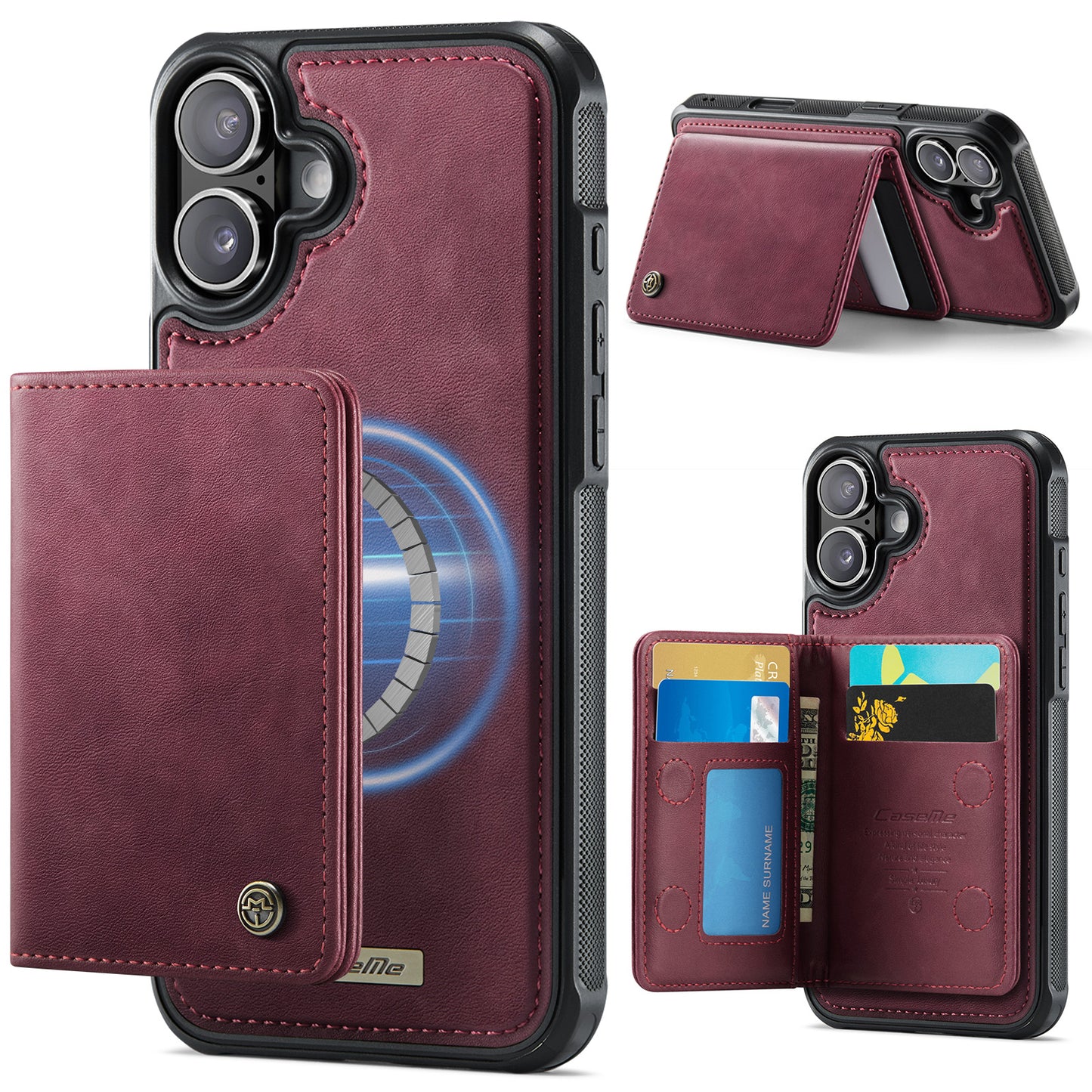 New 2-IN-1 RFID Blocking Wallet Card Holder Leather Case for iPhone