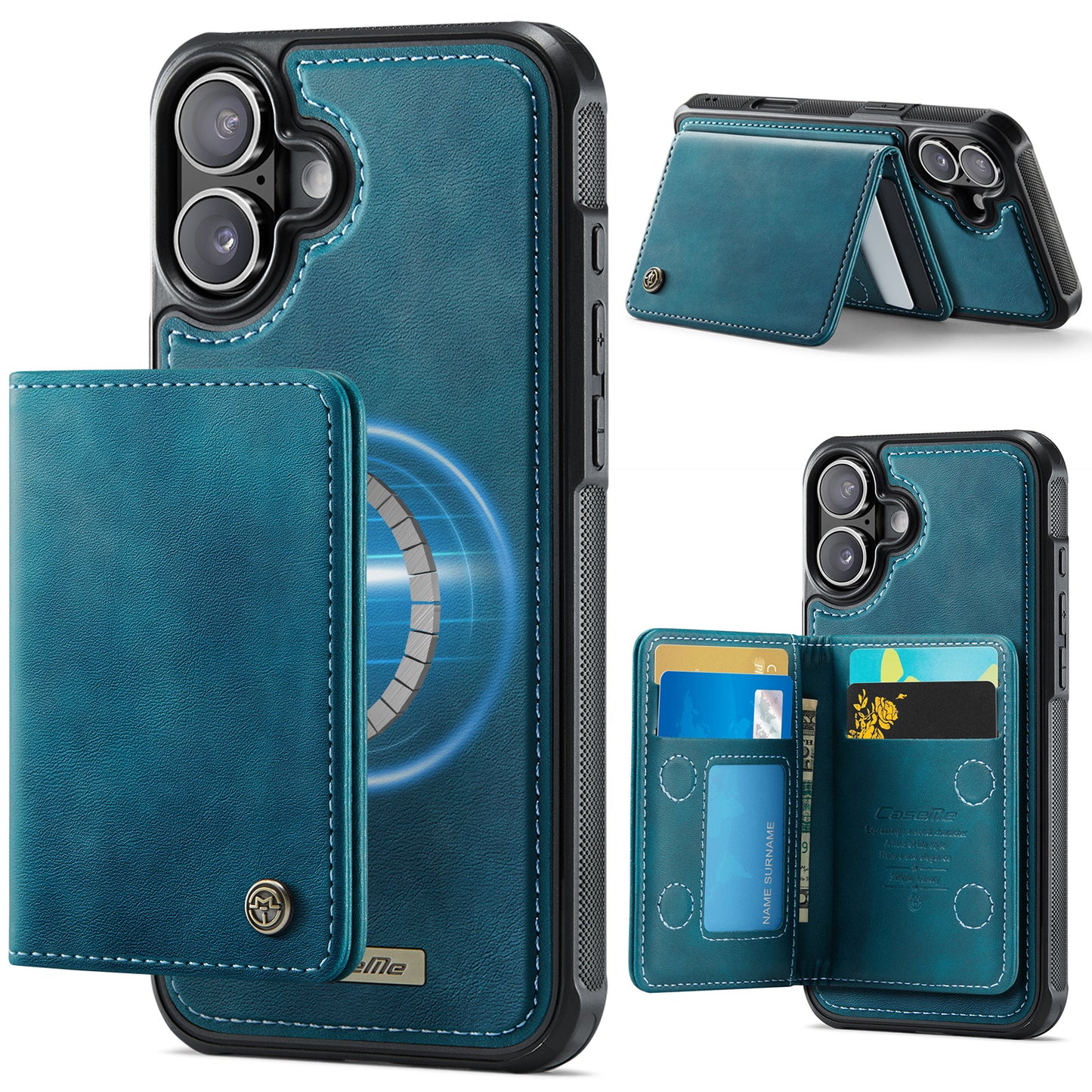 New 2-IN-1 RFID Blocking Wallet Card Holder Leather Case for iPhone