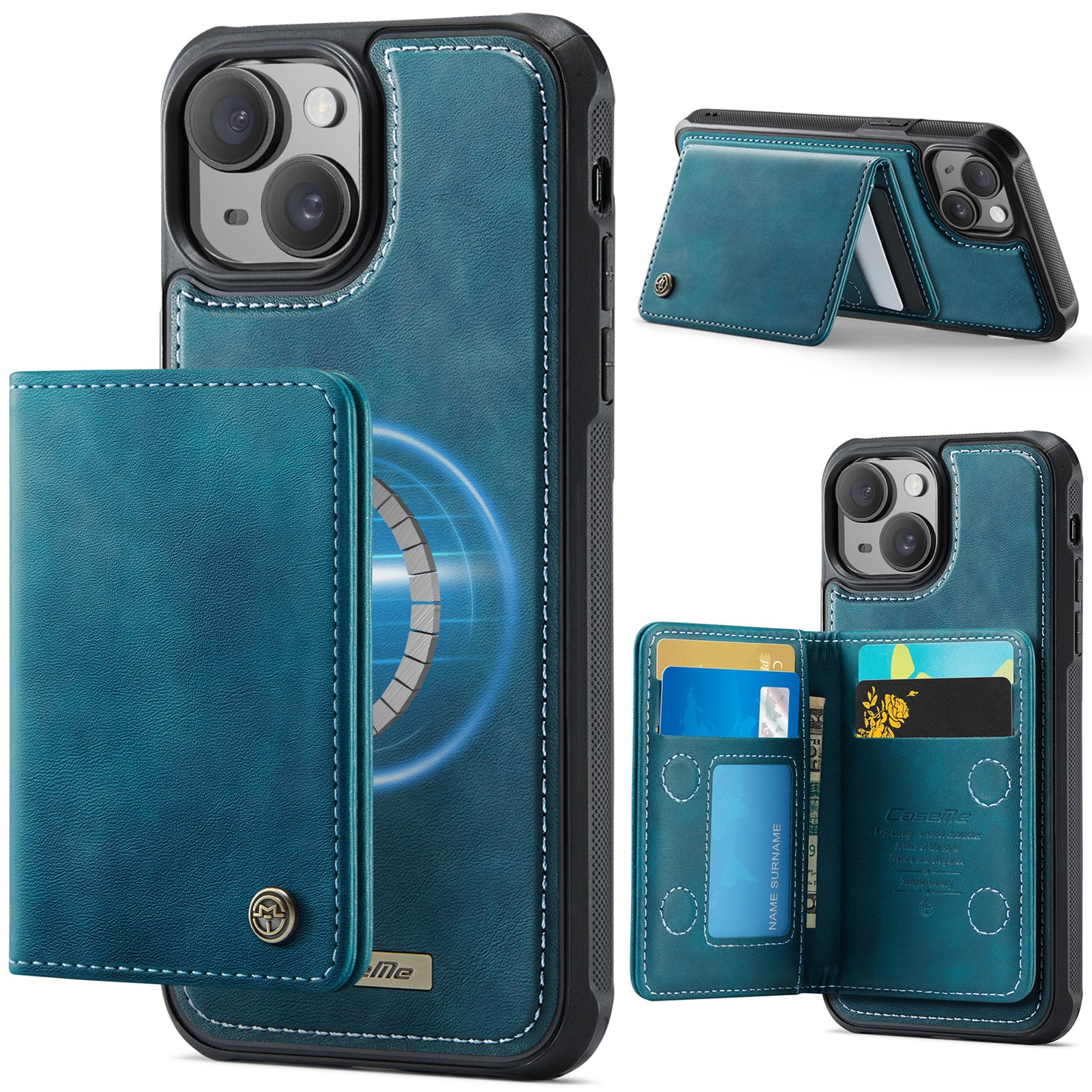 New 2-IN-1 RFID Blocking Wallet Card Holder Leather Case for iPhone