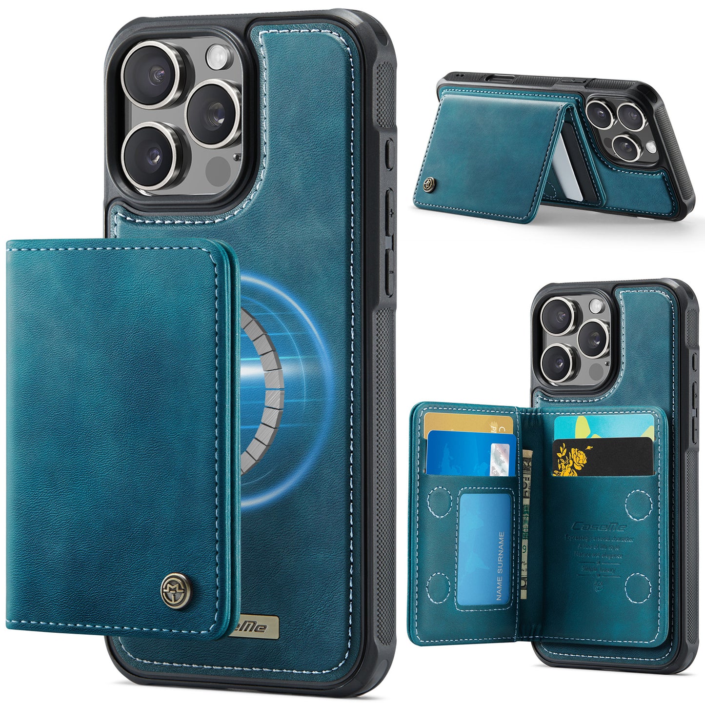 New 2-IN-1 RFID Blocking Wallet Card Holder Leather Case for iPhone