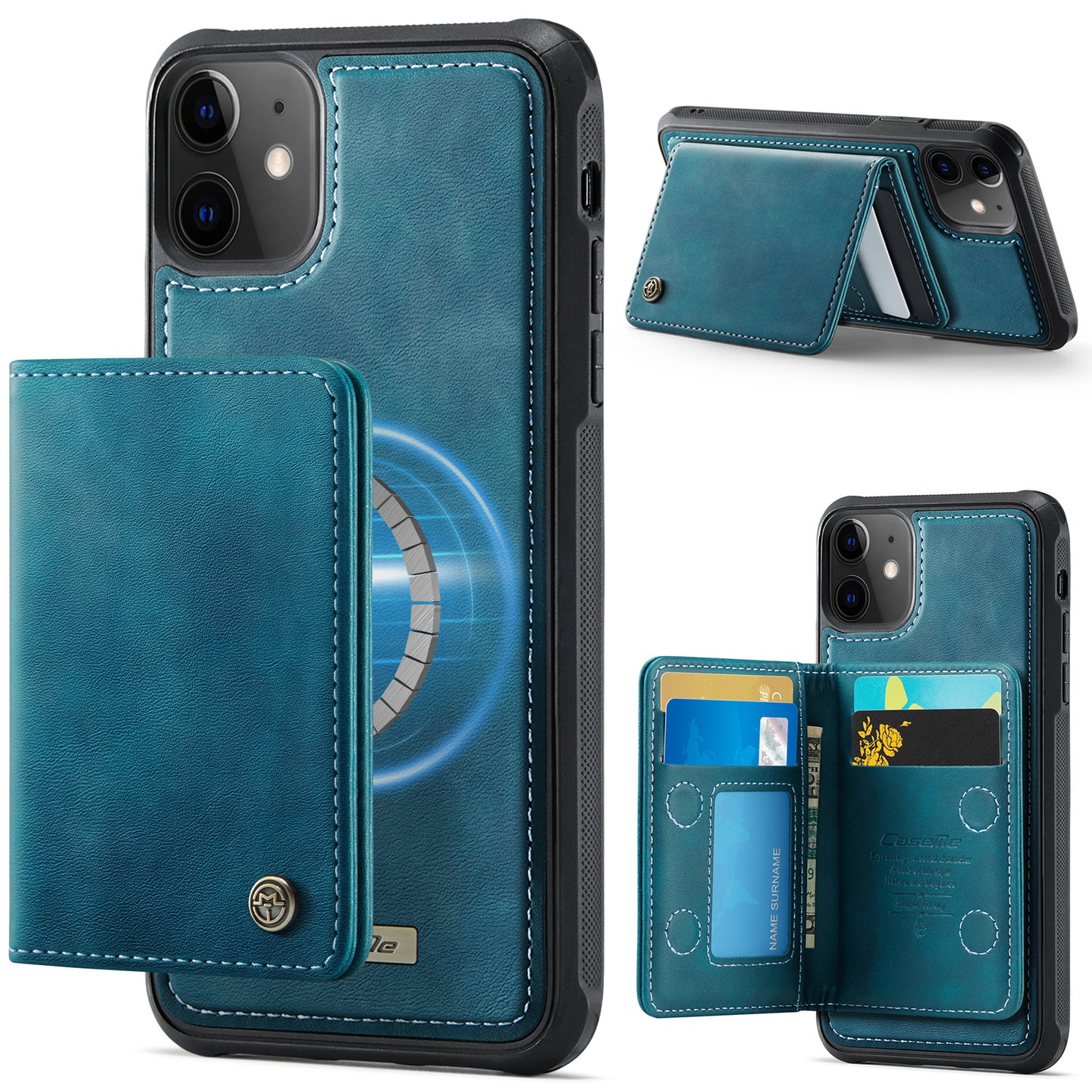 New 2-IN-1 RFID Blocking Wallet Card Holder Leather Case for iPhone