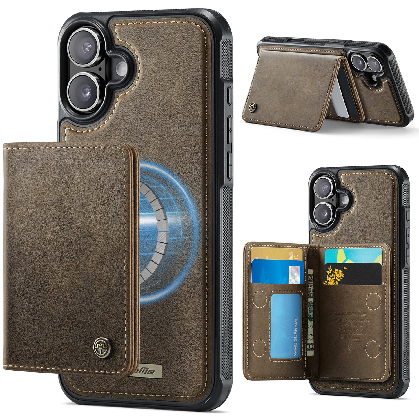 New 2-IN-1 RFID Blocking Wallet Card Holder Leather Case for iPhone