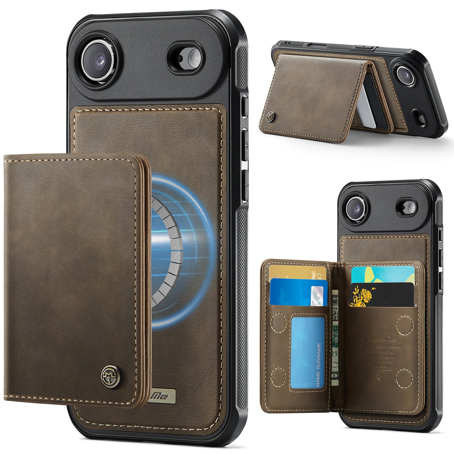 New 2-IN-1 RFID Blocking Wallet Card Holder Leather Case for iPhone