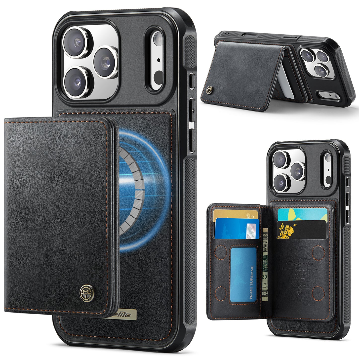 New 2-IN-1 RFID Blocking Wallet Card Holder Leather Case for iPhone